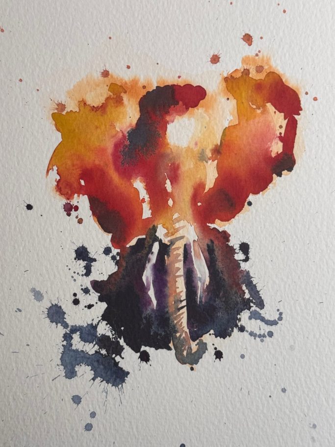 Elefant in rot- 21cm x 29cm, 2019